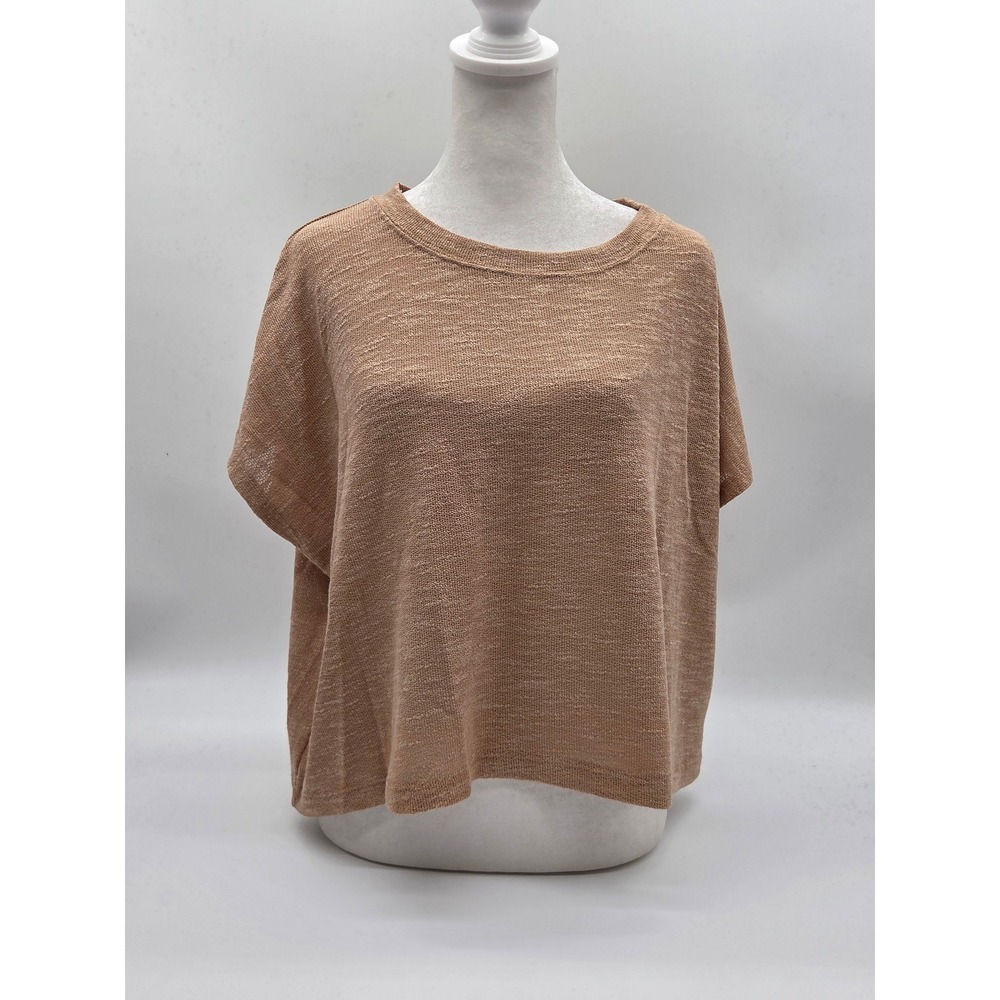 Zenana Women's Large Tan Lightweight Knit Short Sleeve Top 101-564